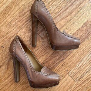 Nine West Taupe Super High Heel Loafers